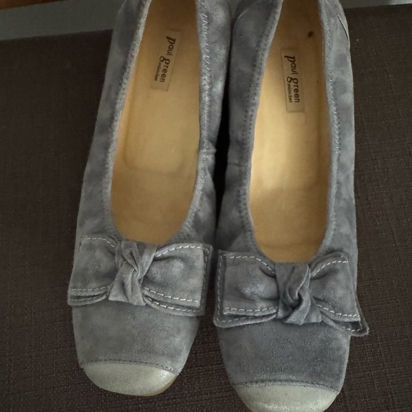 Paul Green sky blue suede wedges with bow tie 5.5 - Picture 6 of 12